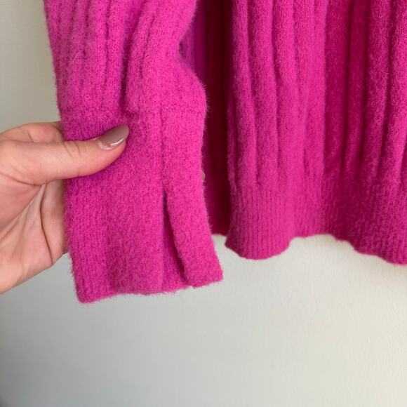 Aerie Soft Buttercream Cosmic Pink Oversized Crew Ribbed Knit Pullover Sweater - Picture 6 of 12